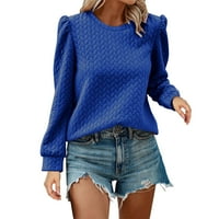 Majice s napuhanim rukavima za žene puloveri u punoj veličini s okruglim vratom džemperi jednobojna ležerna široka