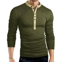 Bluza s dugim vratom u boji s gumbom u boji udoban jednobojni gornji dio muška bluza s izrezom u obliku slova