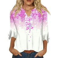 BULSFHK SHOOVE Košulje za žene uzorak Print grafičke majice Bluus casual plus osnovni vrhovi veličine pulover