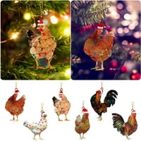 Privjesak za božićnu piletinu, privjesak za pijetao od akrilnog materijala, ravni privjesak za ukrašavanje božićnog