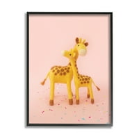_ Pastelno ružičaste zagrljajne žirafe, životinje i insekti, fotografija, umjetnički tisak u crnom okviru, zidna