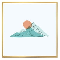 Dizajnerska umjetnost apstraktne Plave planine s crvenim Mjesecom moderni uokvireni zidni otisak na platnu