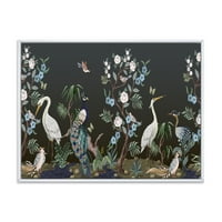 DesignArt 'chinoiserie s peonijima i ptičjim iv' tradicionalnim uokvirenim platnenim zidnim umjetničkim printom