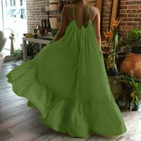 Plus Size Ženska Casual Maksi haljina na plaži bez rukava svečana ljuljačka haljina sarafan zelena