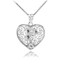 Filigranska ogrlica s inicijalima u obliku srca u obliku srca: privjesak od lanca Od 16 inča