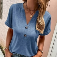 Ženske ljetne majice u obliku kroja i gumba u obliku slova u, jednobojni udobni puloveri, majice, široke Ležerne
