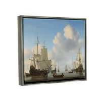 Stupell Industries Nizozemski brodovi na moru Willem van de Velde Classic slikanje Slikar Slikanje sjajno siva