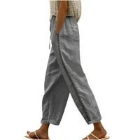 Jacenvly ženske hlače za čišćenje hlača široke noge duge džepne hlače s visokim strukom za žene ležerne vitke