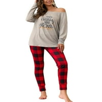 Ženska pidžama, vrhovi i hlače, Odjeća za spavanje, božićna odjeća za slobodno vrijeme, jesenska pidžama, karirana