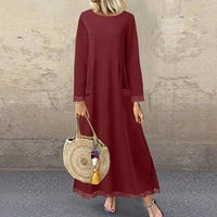 Ženska ljetna odjeća Novi modni ležerni jednobojni džemperi s dugim rukavima s okruglim vratom Ženska odjeća haljina