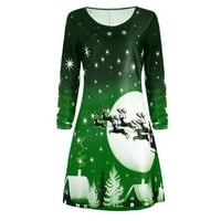 Ženska haljina s dugim rukavima s božićnim poklonima Plus size flare ljuljačka haljina s printom ružna Mini haljina