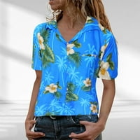 ; / Ženske havajske košulje u stilu funka, bluza s cvjetnim printom na prednjem džepu, modni pametni ležerni gornji