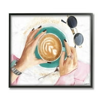 Stupell Industries Fashionista Caffe Cup Cappuccino Glam Detalji Crno uokviren, 14, dizajn Ziwei Li