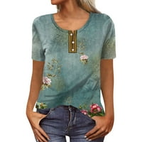 Ženska Nova majica s izrezom u obliku slova B i modnim printom na kopčanje, kratkim rukavima i retro printom,