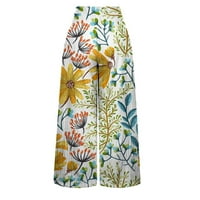 Ženske boemske ljetne hlače za plažu s cvjetnim printom, uobičajene hlače boho kroja, udobne duge Palazzo hlače