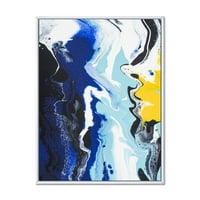 Designart 'Sažetak plavih i žutih valova' Moderno uokvireno platno zidno umjetnički tisak