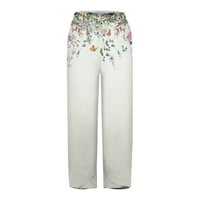 Ženske ljetne hlače s elastičnim elastičnim strukom, rastezljive široke hlače s printom i džepovima, Havaji na