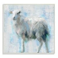 Stupell Home Décor Industries Sheep Walk Blue Pink teksturirano slikanje životinja Slikanje drvena ploča po glavnoj