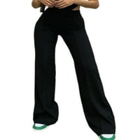 Ženske hlače u donjem rublju, jednobojne duge hlače visokog struka, hlače za slobodno vrijeme, radne crne hlače