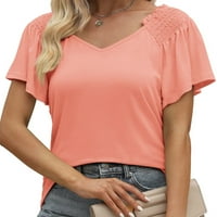 Bomotoo majica za žene V vrat majica kratki rukavi Ljetni vrhovi vrećasta tunika bluza plaža ružičasta 2xl