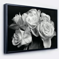 DesignArt 'gomila ruža crno -bijela' cvjetna umjetnost uokvirena platno tisak