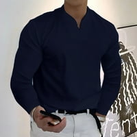 Muški modni vrhovi zima ležerni v vrat solidna majica dugih rukava gornja bluza