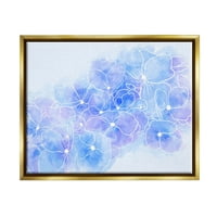 Pastel plavi cvijet označava botaničku i cvjetnu grafičku umjetnost metalik zlato uokvireno umjetničko print zidna