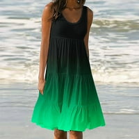 Ženska haljina zazor žena ljetni ležerni okrugli vrat plaža bez rukava bez rukava zelena m