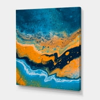 DesignArt 'Sažetak mramornog sastava u narančastom i plavom IV' Moderno platno zidno umjetnički tisak