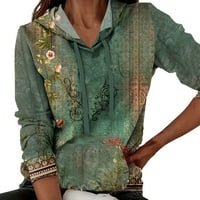Ženska majica s kapuljačom U donjem rublju, ležerni Print, lagana sezonska Moda, zeleni pulover s dugim rukavima