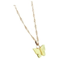 Šik ogrlica od leptira od legure, preslatka jednostavna modna ogrlica od lanca za zabavu u žutoj boji