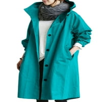 Ženski kaput s kapuljačom s kapuljačom, jednobojna jakna, vjetrovka s kapuljačom i džepovima, vanjski kaputi u