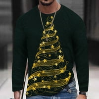 Uštede božićne košulje za muškarce dugi rukav casual smiješni Xmas grafički print okrugli vrat bluza pulover žuti