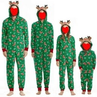 Božićna obiteljska majica s kapuljačom, pidžama s božićnim sobovima, jednodijelni kombinezon s patentnim zatvaračem,