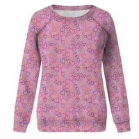 Majice za žene u donjem rublju, pulover s dugim rukavima, ležerna majica s printom za Valentinovo, tunika s okruglim
