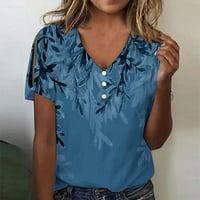 Ženske ljetne majice s kratkim rukavima na rasprodaji modna Majica na kopčanje s izrezom u obliku slova B i otvorenim