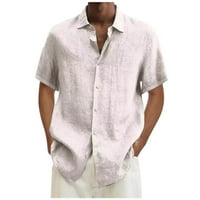 Plus veličine ljetne pamučne lanene košulje za muškarce velike i visoke redovne fit ležerne lagane čvrste boje