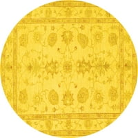 Ahgly Company stroj za pranje unutarnjih okruglih orijentalnih žutih prostirki, 4 'krug