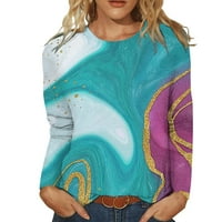 Tiskana košulja za ženske ležerne jesenske zimske duge rukave vrhovi okrugli vrat tee tunika cvijet labava bočna