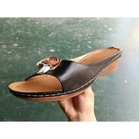 Gomelly Women klinaste sandale cvjetne papuče Ljetna sandala Vintage Slajdovi ženske ženske cipele crne 4