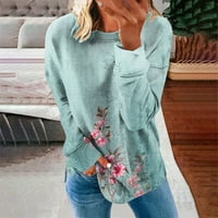 Ženske majice s okruglim vratom i dugim rukavima s grafičkim printom, povremeni puloveri s printom, vrhovi