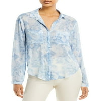 Ženska bluza s gumbima s printom u donjem dijelu