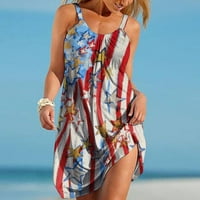 Ženske ljetne plaže proljetni print Slatka haljina swing prekrivanje uboda Sundress Sundress casual boho haljina