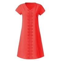 Yubnlvae haljine za žene ljetni stil s tiskanim pamukom i posteljinom casual plus ladies haljina - narančasta