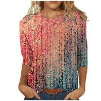 Žene modno ljetno okrugli pulover na vratu tiskana gornja bluza kratkih rukava