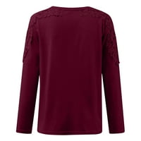 + Modni Ženski casual jednobojni čipkasti puloveri s okruglim vratom s dugim rukavima Bluza za mršavljenje majice