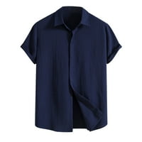 Ernkv muški pamučni labavi košulje zazor za čišćenje odjeće havajsko plaže gumb solidne majice za odmor moda ljeta