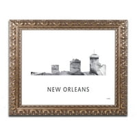 Zaštitni znak likovna umjetnost 'New Orleans la Skyline WB-BW' platno umjetnost Marlene Watson, zlatni ukrašeni