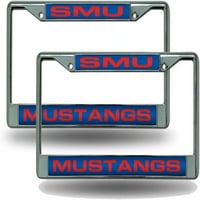 Južni metodistički SMU Mustangs Chrome metalni laserski okvir registarske pločice - set od 2