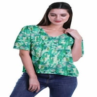 Ležerni Top s printom za žene, ljetni top s izrezom u obliku slova u, bluza kratkih rukava, majica
